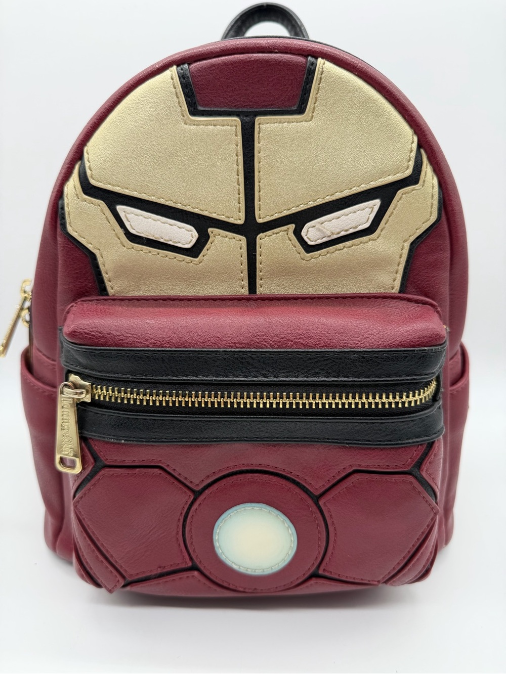 Loungefly Marvel Iron Man Mini Backpack Red Gold Light Up Arc Reactor READ
